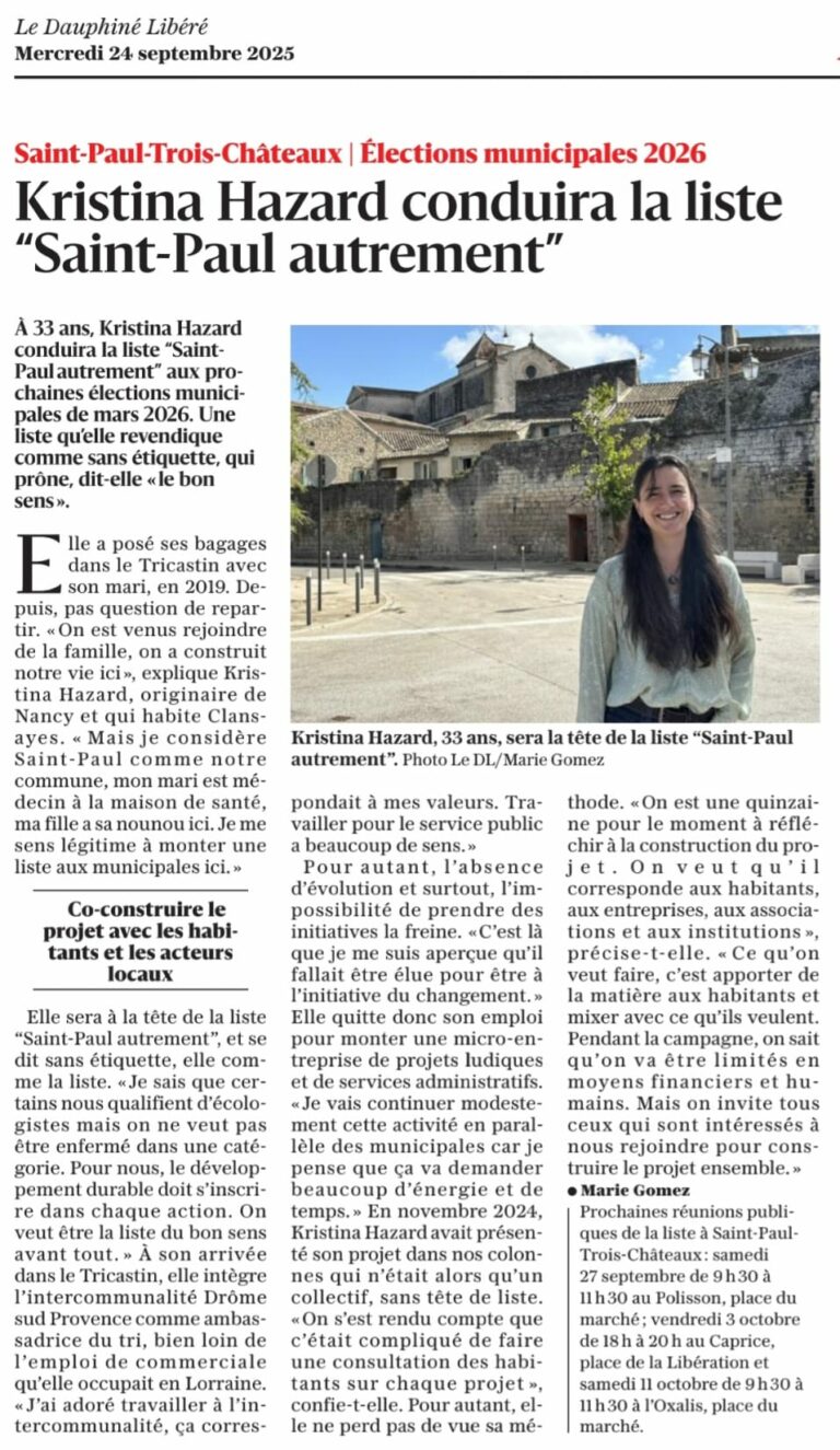 Article Le Dauphiné libéré 24092025