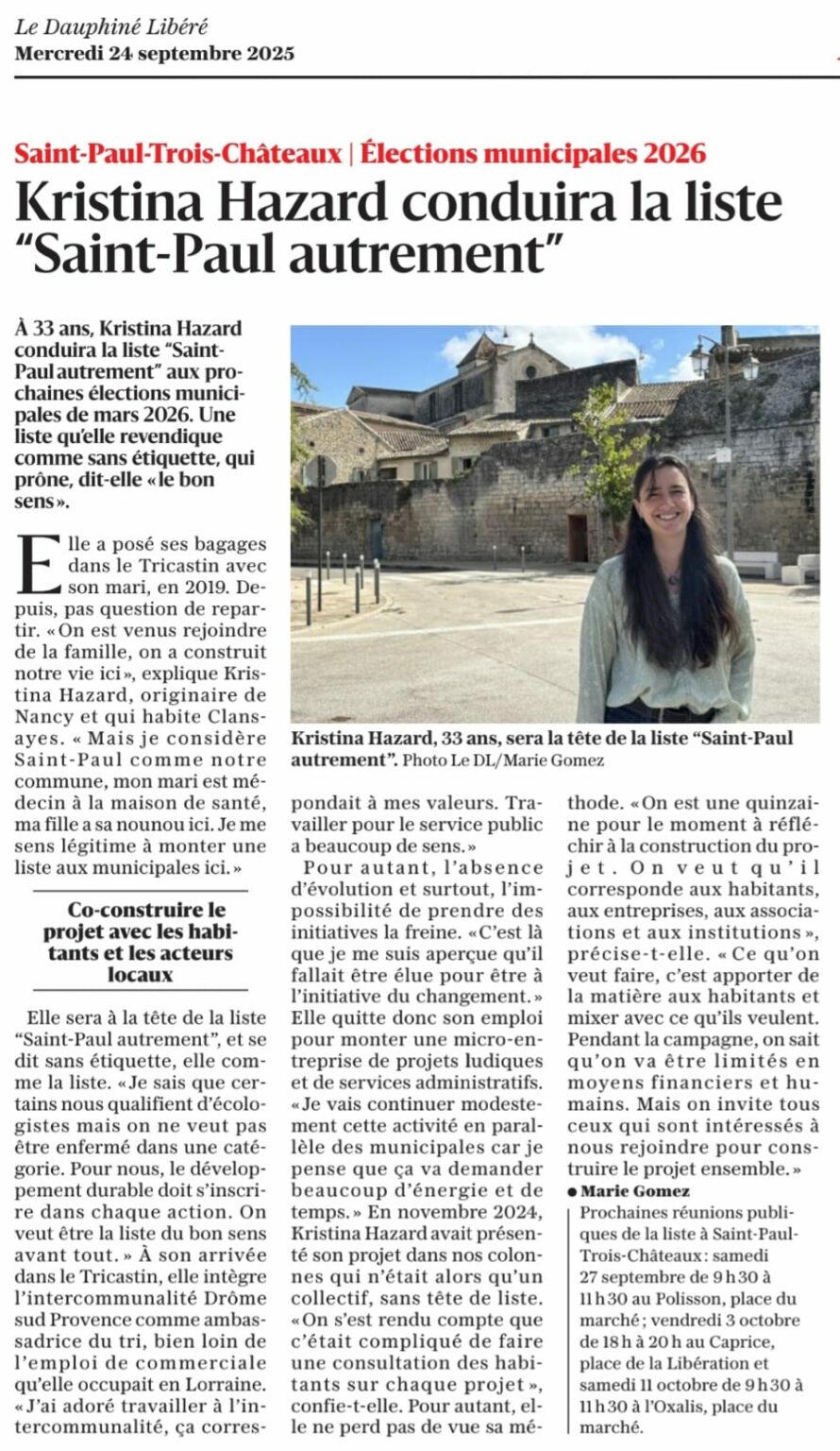Article Le Dauphiné libéré 24092025